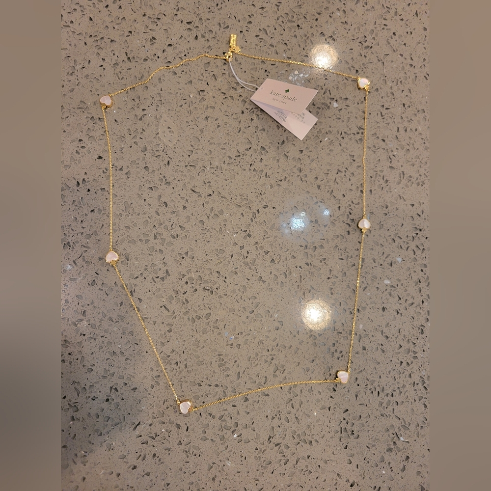 Brand New Kate Spade Cream Signature Spade Scatter Gold Necklace
